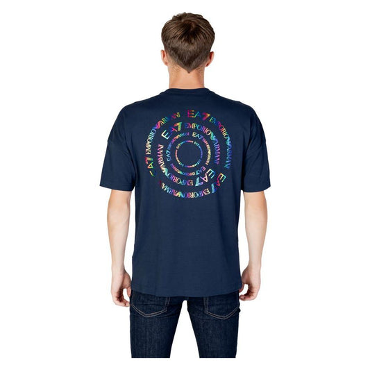 EA7 Emporio Armani Blue Cotton T-Shirt EA7 Emporio Armani Dark Slate Gray