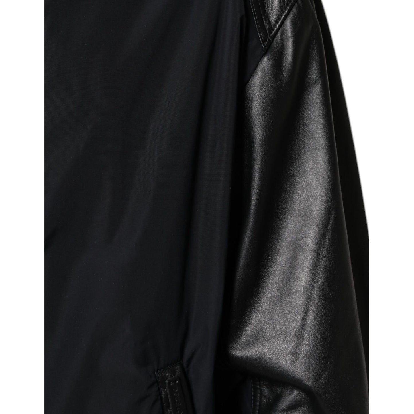 Dolce & Gabbana Black Hooded Full Zip Men Bomber Jacket