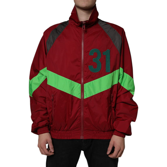 Dolce & Gabbana Multicolor Nylon Full Zip Windbreaker Jacket Dolce & Gabbana Dark Red