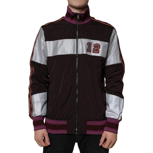 Dolce & Gabbana Multicolor Full Zip Jersey Men Bomber Jacket Dolce & Gabbana Dark Gray