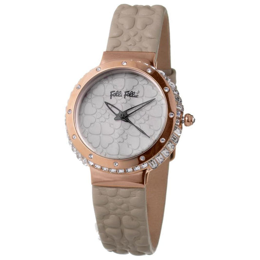Folli Follie Gray Leather Watch Folli Follie Rosy Brown