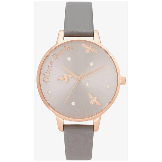 Olivia Burton Gray Leather Leather Watch Olivia Burton Antique White