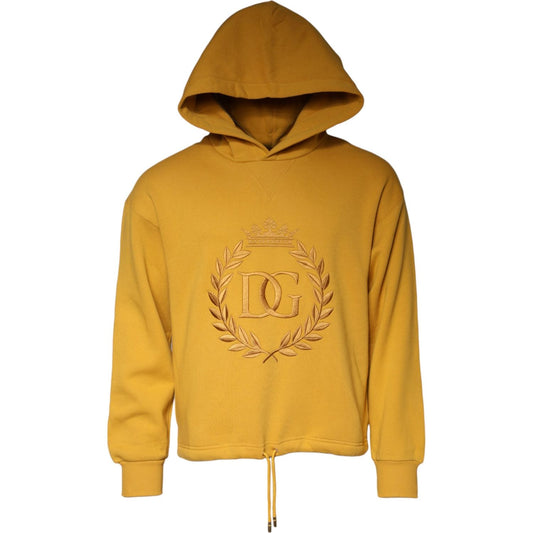 Dolce & Gabbana Mustard DG Hooded Men Sweatshirt Sweater Dolce & Gabbana Goldenrod