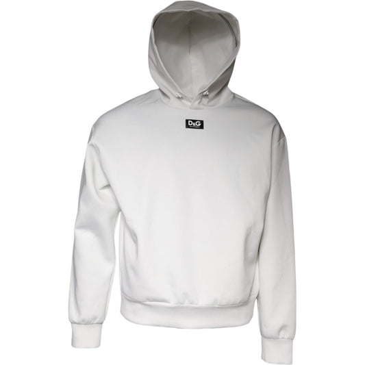 Dolce & Gabbana White D&G Logo Hooded Men Sweatshirt Sweater TSH86876-48