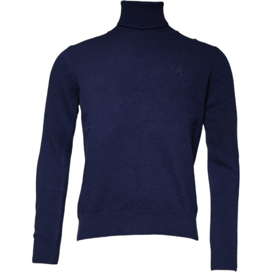 Dolce & Gabbana Blue Wool Knit Turtleneck Pullover Sweater Dolce & Gabbana Dark Slate Gray