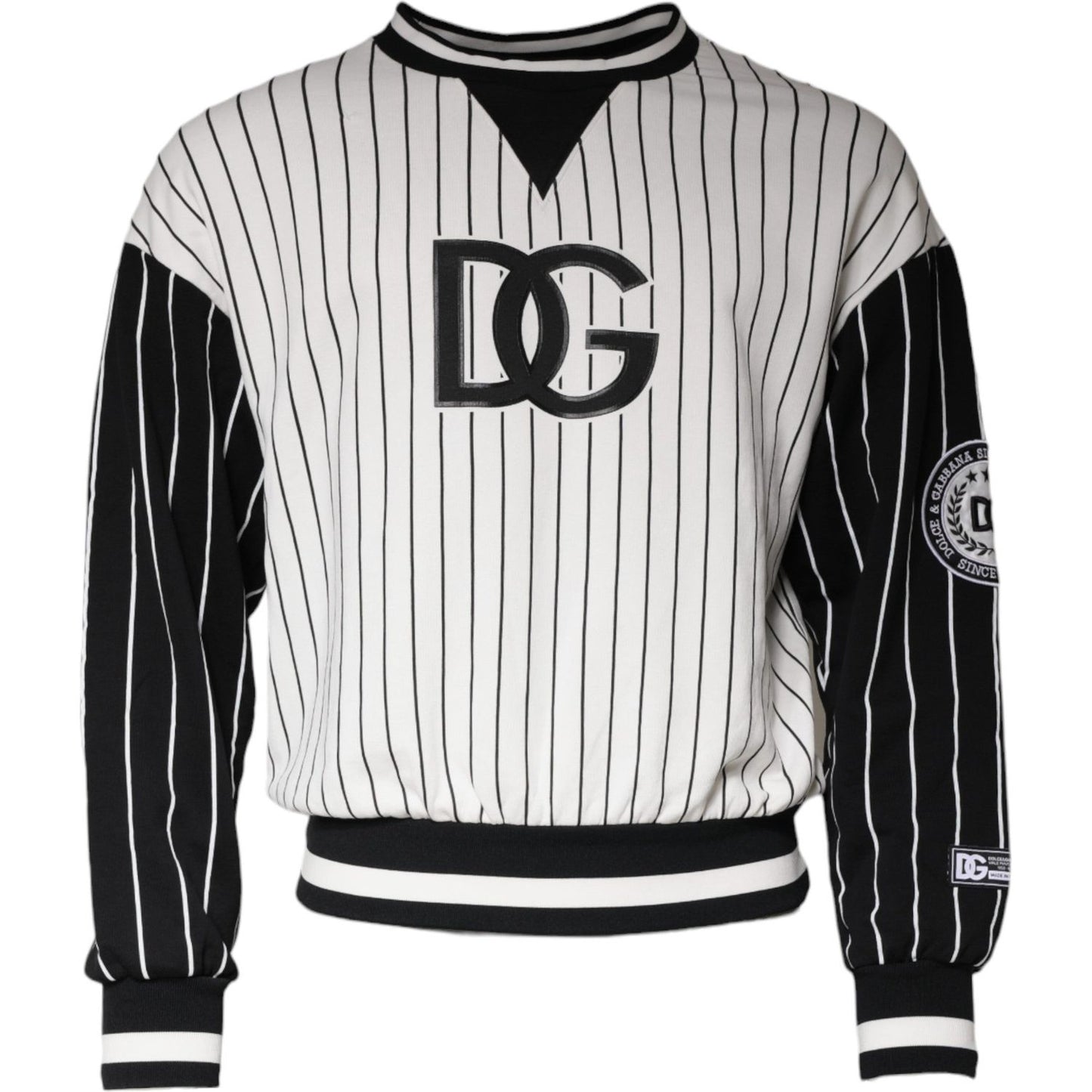 Dolce & Gabbana Black White Stripes Logo Sweatshirt Sweater TSH86998-44