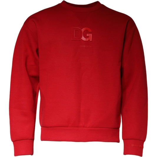 Dolce & Gabbana Maroon DG Logo Cotton Sweatshirt Sweater Dolce & Gabbana Firebrick