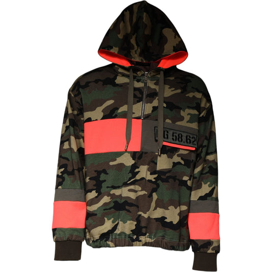 Dolce & Gabbana Multicolor Camouflage Hooded Men Sweatshirt Sweater Dolce & Gabbana Black