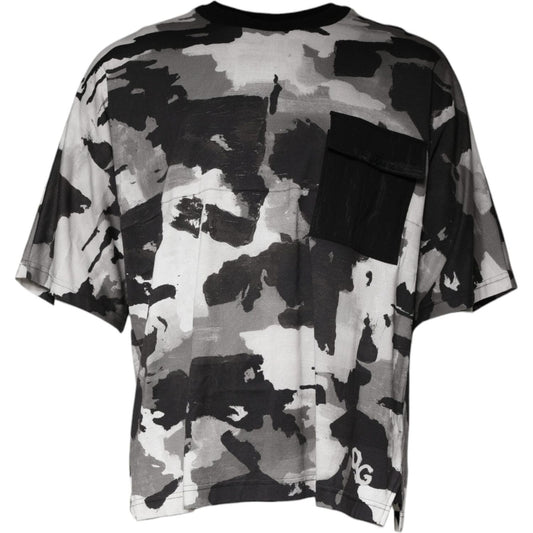 Dolce & Gabbana Multicolor Camouflage Cotton Crewneck T-shirt Dolce & Gabbana Light Gray