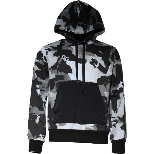 Dolce & Gabbana Multicolor Camouflage Men Hooded Sweater Dolce & Gabbana Black