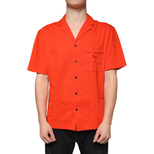 Dolce & Gabbana Orange Cotton Button Down Casual Polo Shirt TSH84563-44