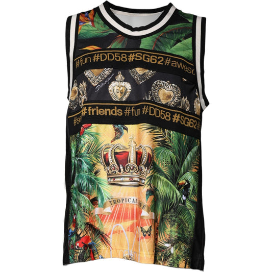 Dolce & Gabbana Multicolor Tropical Sleeveless Tank T-shirt Dolce & Gabbana Tan