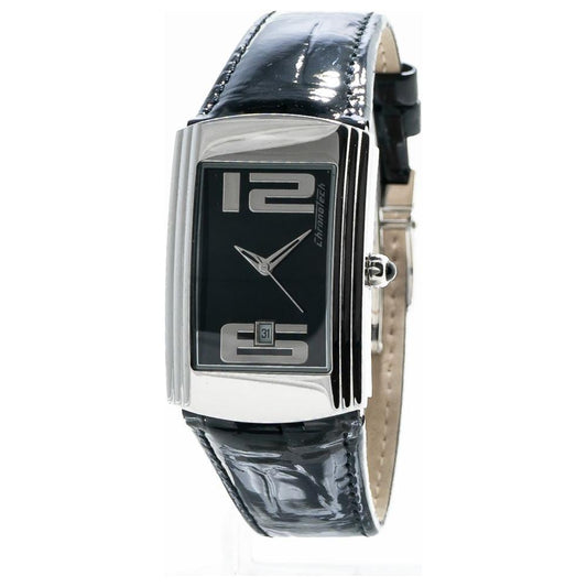 Chronotech Black Leather Watch Chronotech Dark Slate Gray