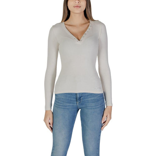 Guess Cream Viscose Tops & T-Shirt Guess Gray