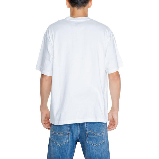 Replay White Cotton T-Shirt Replay Steel Blue