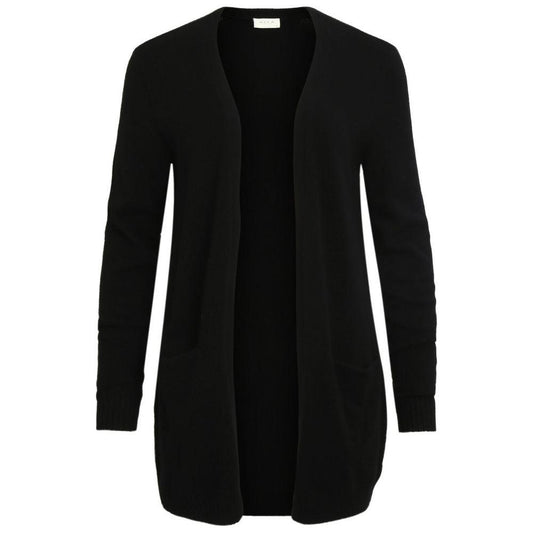 Vila Clothes Black Viscose Cardigan Vila Clothes Black