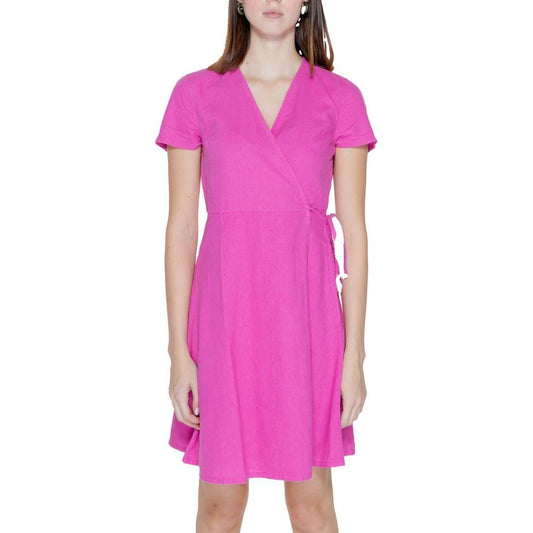 Only Multicolor Linen Dress Only Pale Violet Red