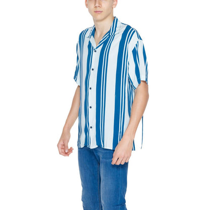 Jack Jones Blue Viscose Shortsleeve Shirt