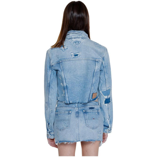 Tommy Hilfiger Jeans Light Blue Recycled Cotton Jackets & Coat Tommy Hilfiger Jeans Dark Gray