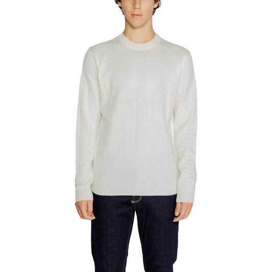 Hamaki-Ho cream viscose t-shirt for men, fall/winter collection, made of 70% viscose and 30% nylon knitwear.