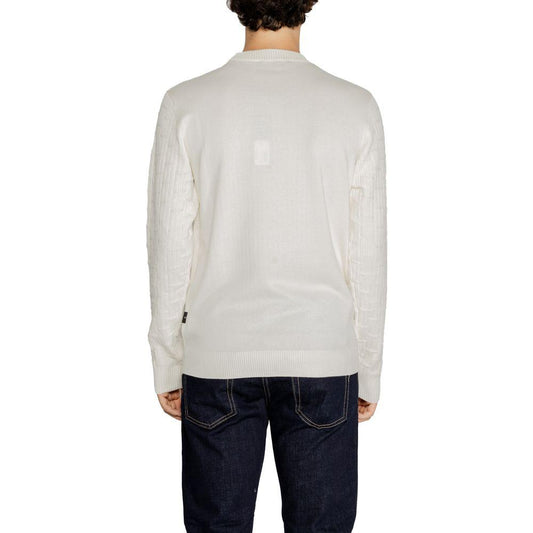 Back view of a Hamaki-Ho Cream Viscose T-Shirt from the Fall/Winter Men's Knitwear Collection, featuring a blend of 70% viscose and 30% nylon.