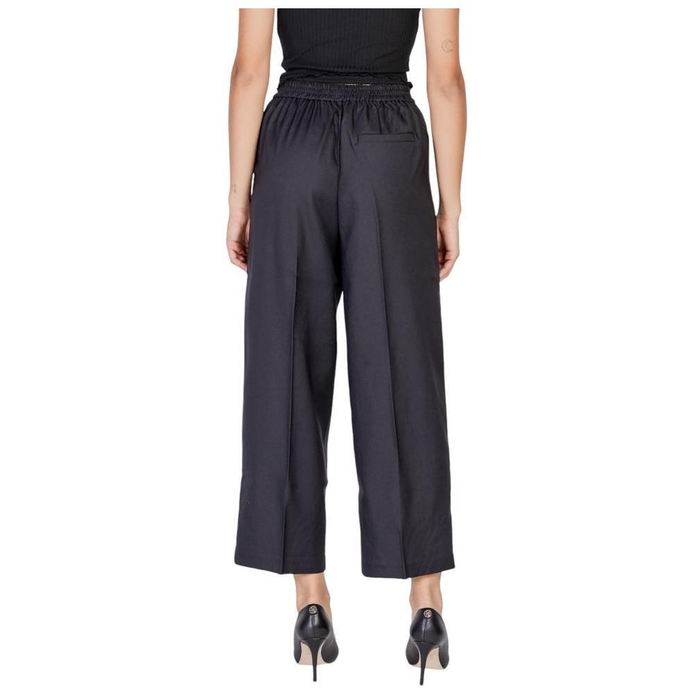 ICHI Black Polyester Casual Pants