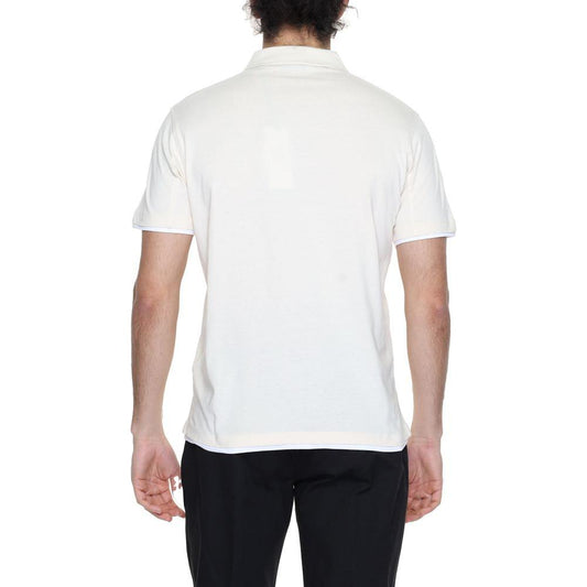 Back view of Hamaki-Ho cream cotton polo shirt, men's short sleeve spring/summer collection, 100% cotton.