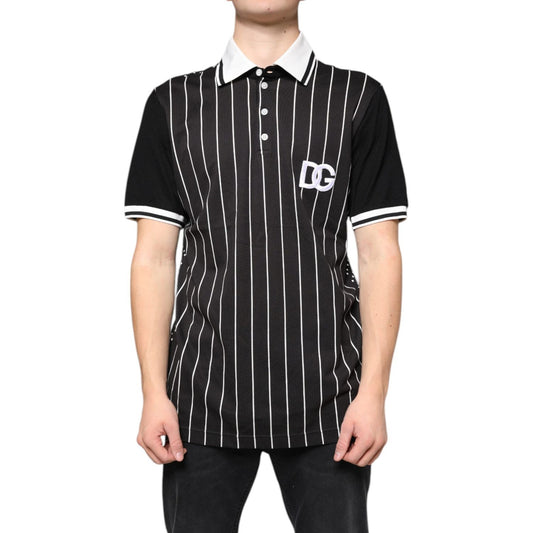 Dolce & Gabbana Black White Stripes Collared Polo T-shirt Dolce & Gabbana Wheat