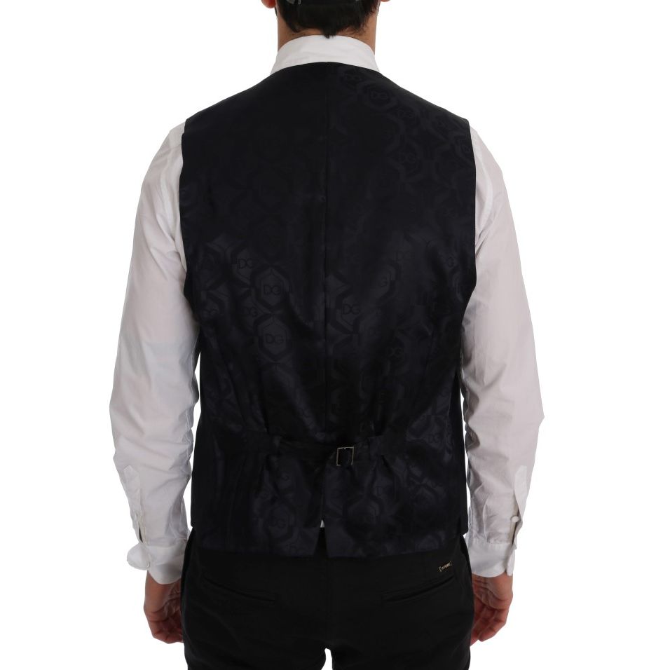 Dolce & Gabbana Black STAFF Wool Striped Vest