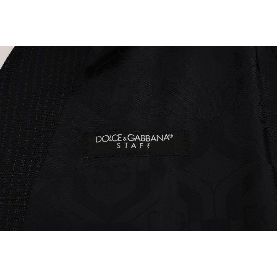 Dolce & Gabbana Black STAFF Wool Striped Vest