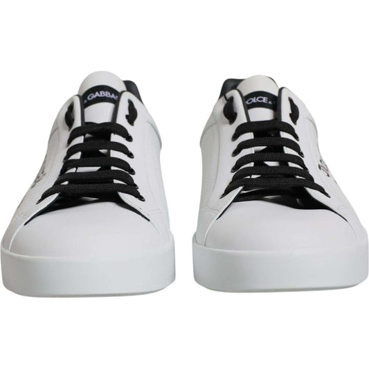 Dolce & Gabbana White Leather Logo Portofino Sneakers Shoes