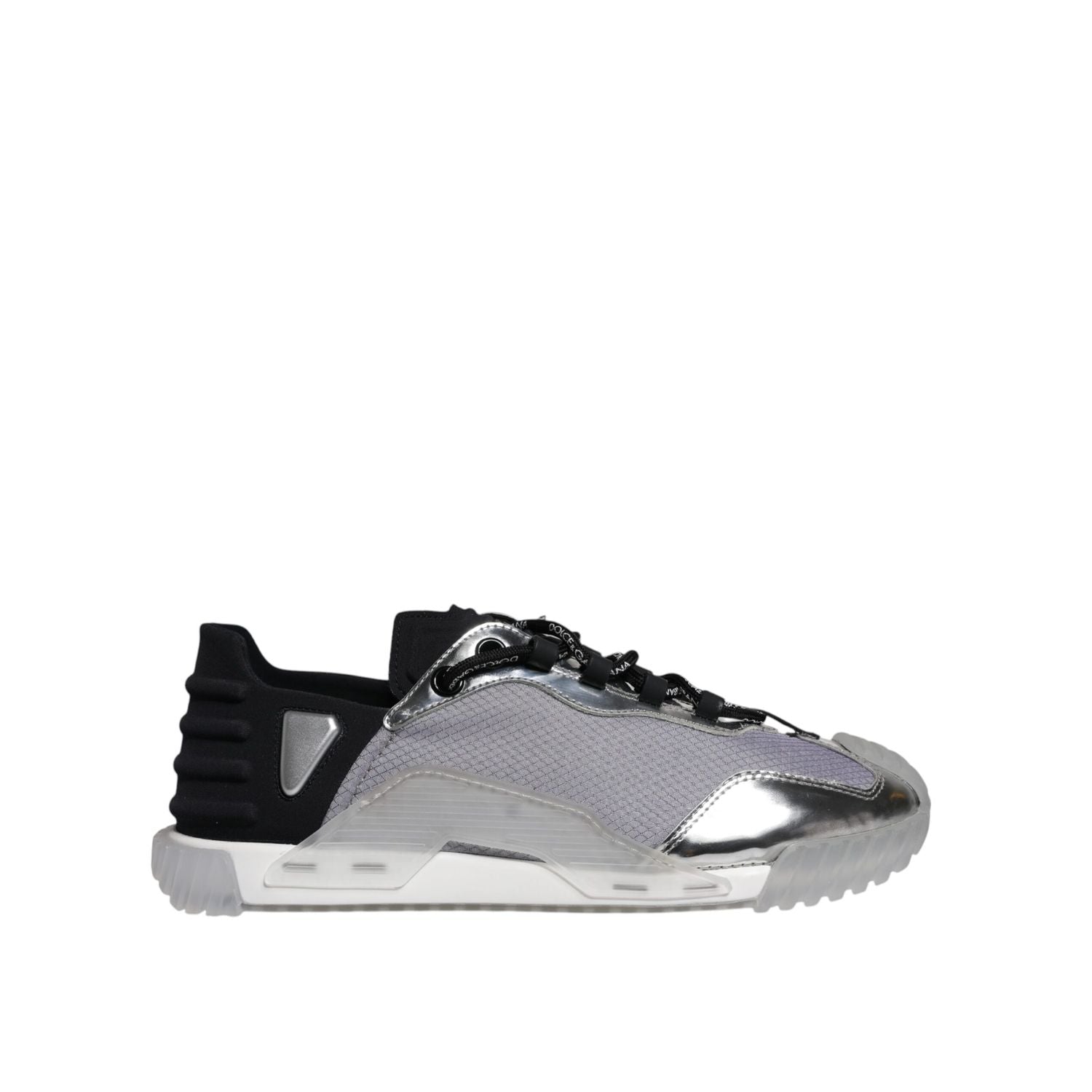 Dolce & Gabbana Silver Black Nylon NS1 Low Top Sneakers Shoes