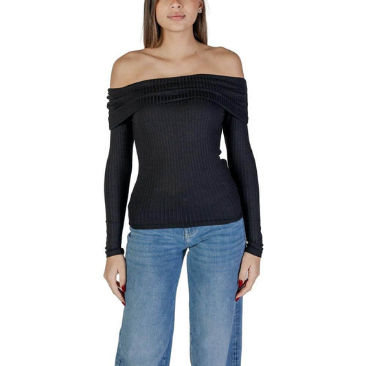 Jacqueline De Yong Black Viscose Tops & T-Shirt Jacqueline De Yong Dark Slate Gray