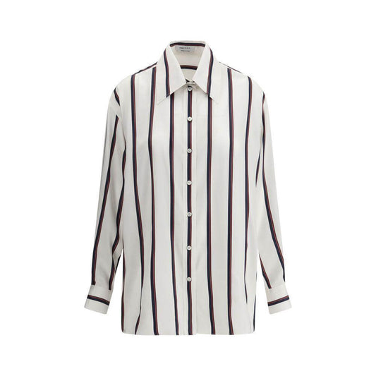 Alexander McQueen Silk Striped Shirt Alexander McQueen Light Gray