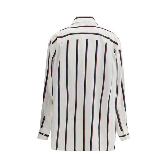 Alexander McQueen Silk Striped Shirt Alexander McQueen Light Gray