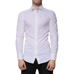 Dolce & Gabbana White Cotton Long Sleeve GOLD Dress Shirt TSH86340-38