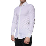 Dolce & Gabbana White Cotton Long Sleeve GOLD Dress Shirt TSH86340-38