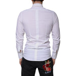 Dolce & Gabbana White Cotton Long Sleeve GOLD Dress Shirt TSH86340-38