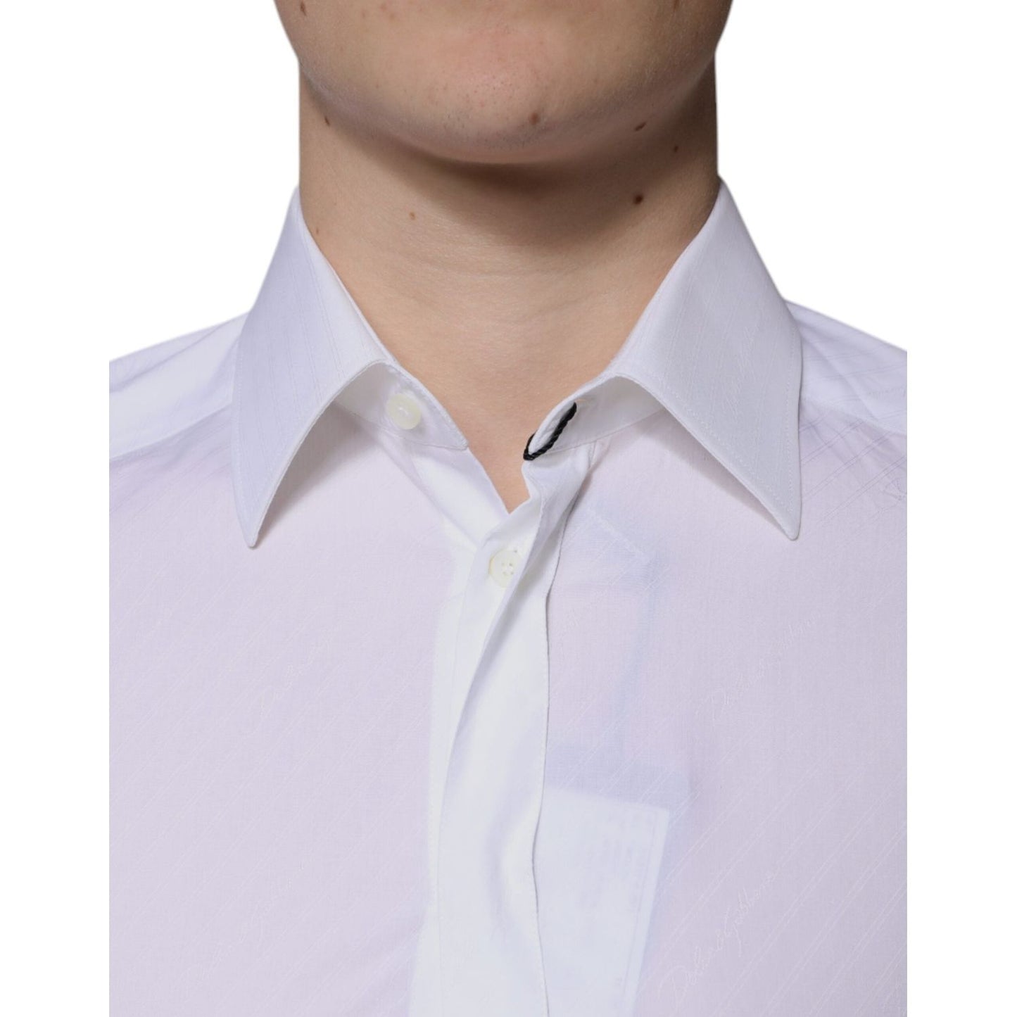 Dolce & Gabbana White Cotton Long Sleeve GOLD Dress Shirt TSH86340-38