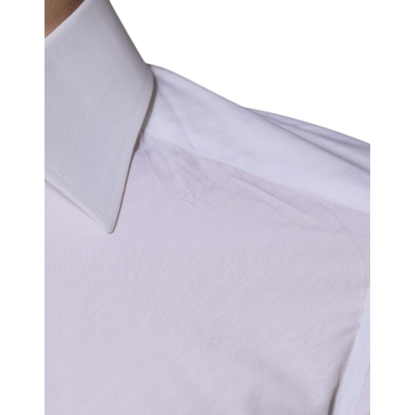 Dolce & Gabbana White Cotton Long Sleeve GOLD Dress Shirt TSH86340-38