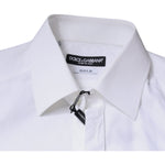 Dolce & Gabbana White Cotton Long Sleeve GOLD Dress Shirt TSH86340-38