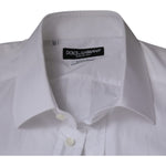 Dolce & Gabbana White Cotton Slim Fit GOLD Men Dress Shirt TSH86477-39