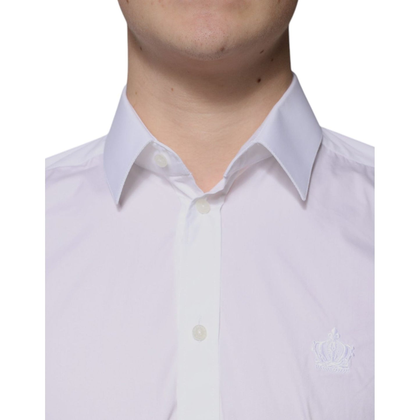 Dolce & Gabbana White Cotton Slim Fit Men MARTINI Dress Shirt TSH86493-38