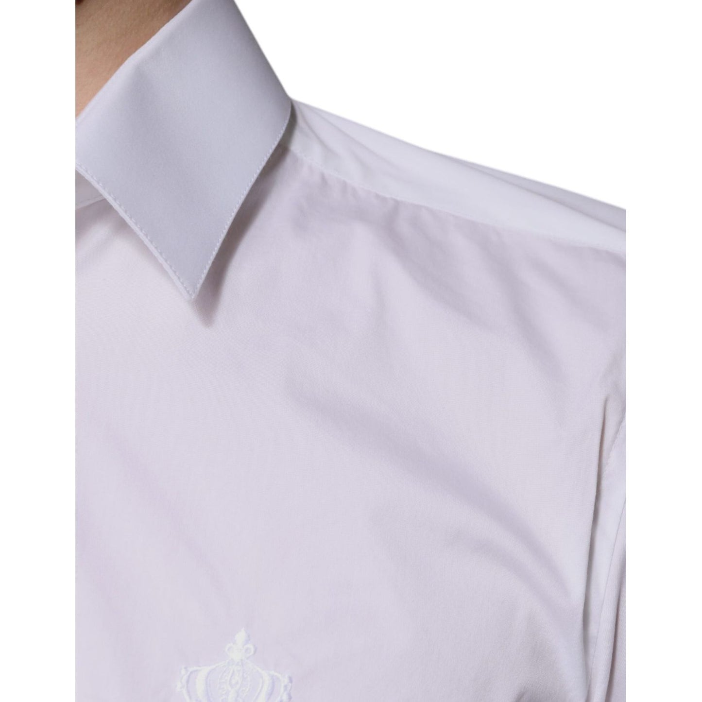 Dolce & Gabbana White Cotton Slim Fit Men MARTINI Dress Shirt TSH86493-38