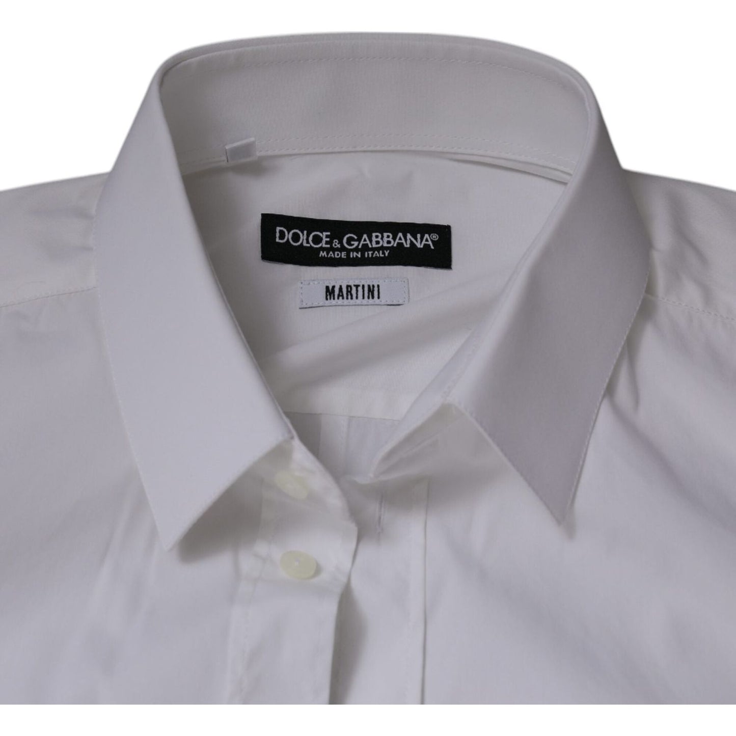 Dolce & Gabbana White Cotton Slim Fit Men MARTINI Dress Shirt TSH86493-38