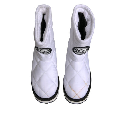 Dolce & Gabbana White Viscose Padded Mid Calf Boots Shoes