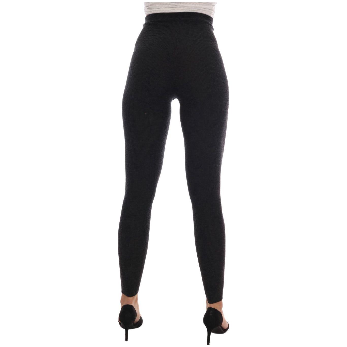 Dolce & Gabbana Gray Cashmere Ribbed Stretch Tights SCS723-3