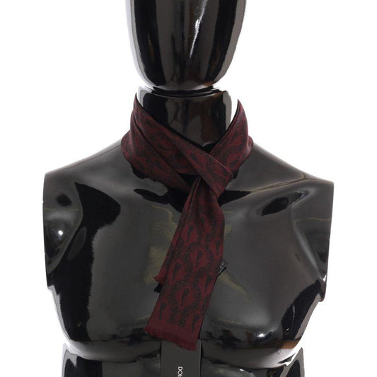Dolce & Gabbana Bordeaux Silk Crown Chili Scarf Silk Scarves