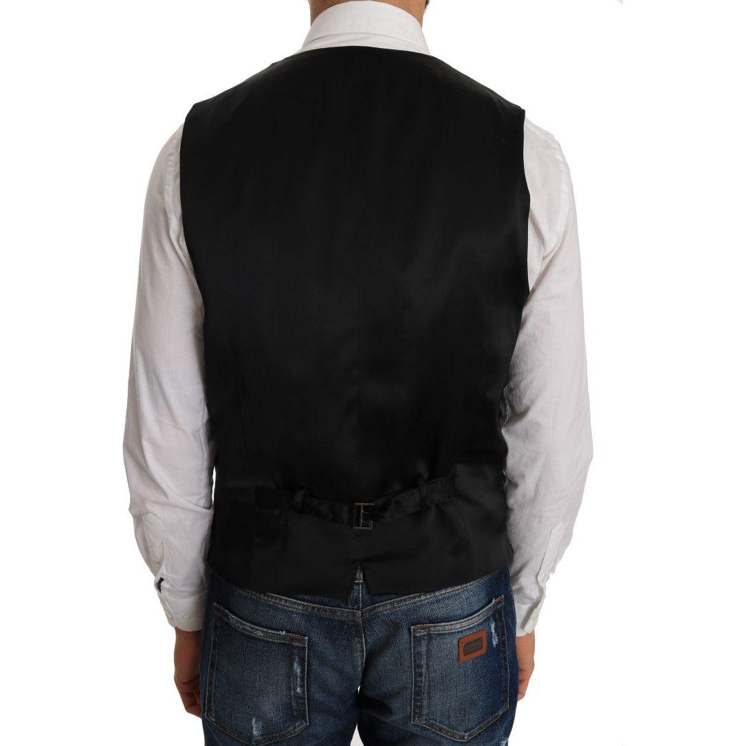 Dolce & Gabbana Gray Wool Patterned Slim Vest