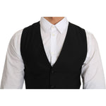 Dolce & Gabbana Black Wool Dress Waistcoat TSH2432-1